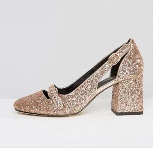 ASOS Rosegold Glitter Party Pumps